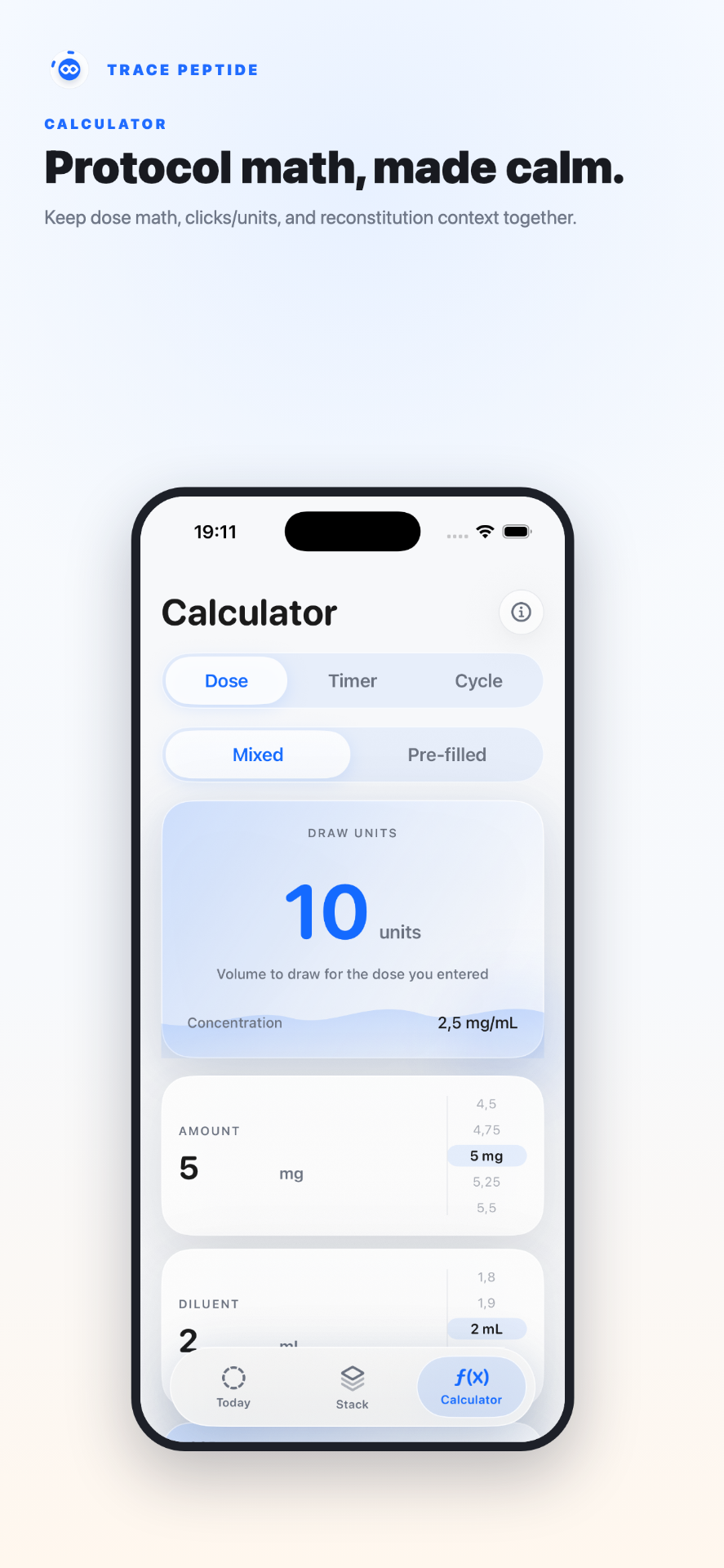Trace Peptide — Dose calculator